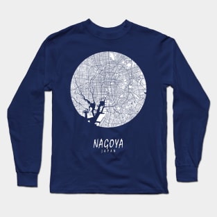 Nagoya, Japan City Map - Full Moon Long Sleeve T-Shirt